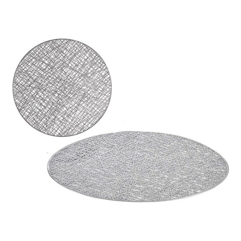 Untersetzer Kinvara Silberfarben Silber Kunststoff 30 % Polyester Ø 38 cm 38 x 0,01 x 38 cm (12 Stück)
