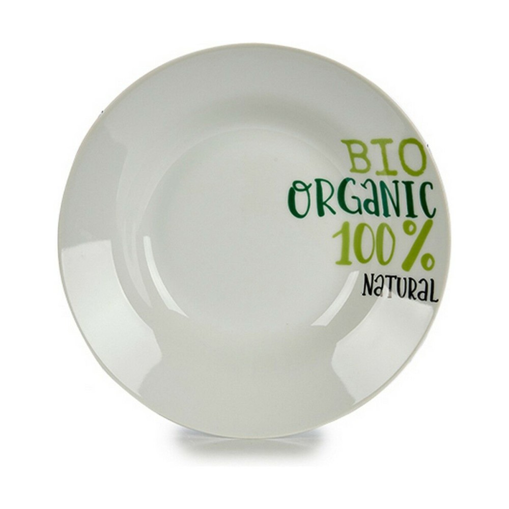 Assiette creuse Organic Blanc Vert Porcelaine Imprimé Ø 20,6 cm 20,5 x 4 x 20,5 cm (10 Unités)