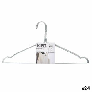 Set of Clothes Hangers Kipit Silver Metal 40 x 1 x 20 cm (24 Units)