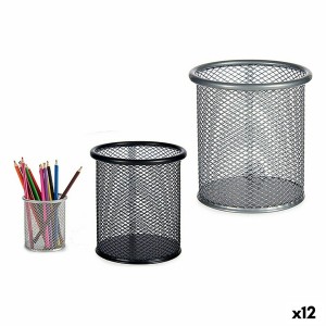 Bleistifthalter Pincello Schwarz Silber Metall 9 x 9,7 x 9 cm (12 Stück)