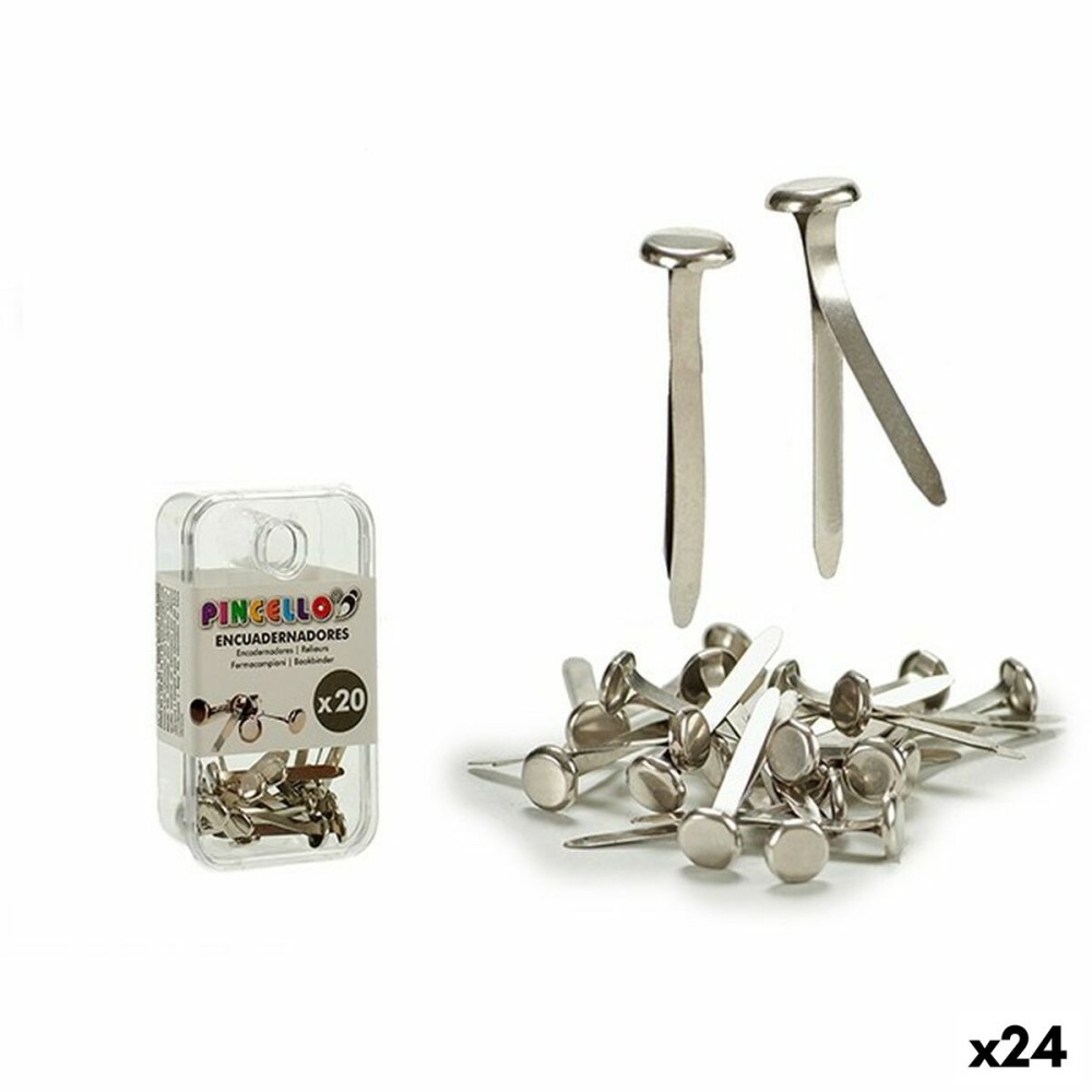 Clips Pincello Silberfarben 2 x 9,5 x 5,5 cm Einband Metall (24 Stück)