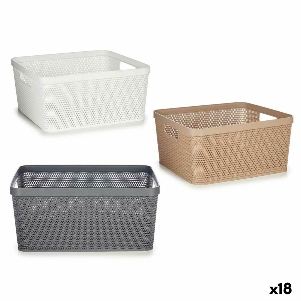 Panier Multi-usages Kipit Blanc Beige Gris Plastique 10 L (18 Unités)