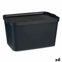 Storage Box with Lid Kipit Anthracite Plastic 24 L (6 Units)