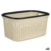 Panier à linge Kipit Noir Crème Plastique 36 L 36 x 25,5 x 52,5 cm (12 Unités)