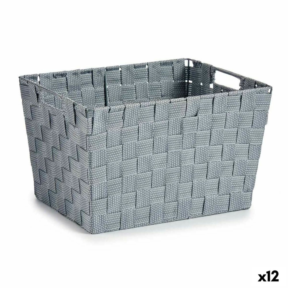 Panier à linge Kipit Gris Tissu Tressée 10 L 25 x 20,5 x 35 cm (12 Unités)