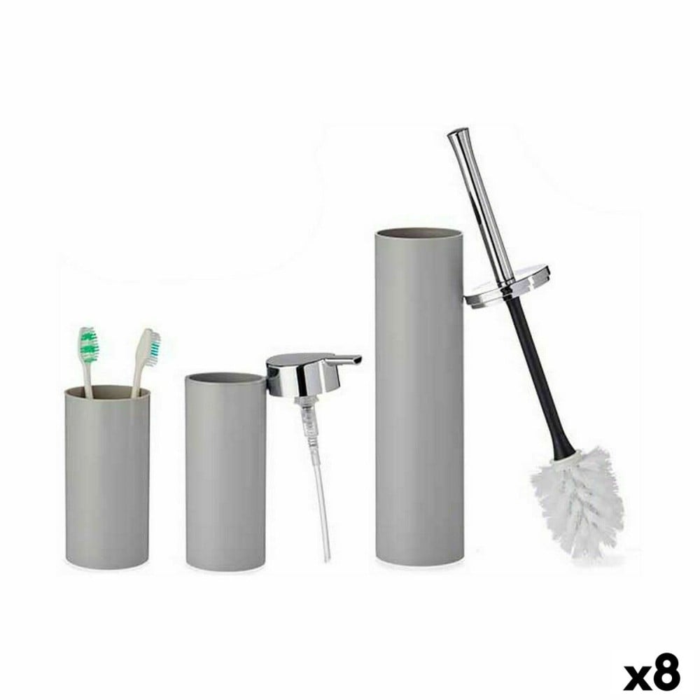 Badezimmer Set Berilo Grau Kunststoff 16,5 x 8 x 32,5 cm (8 Stück)