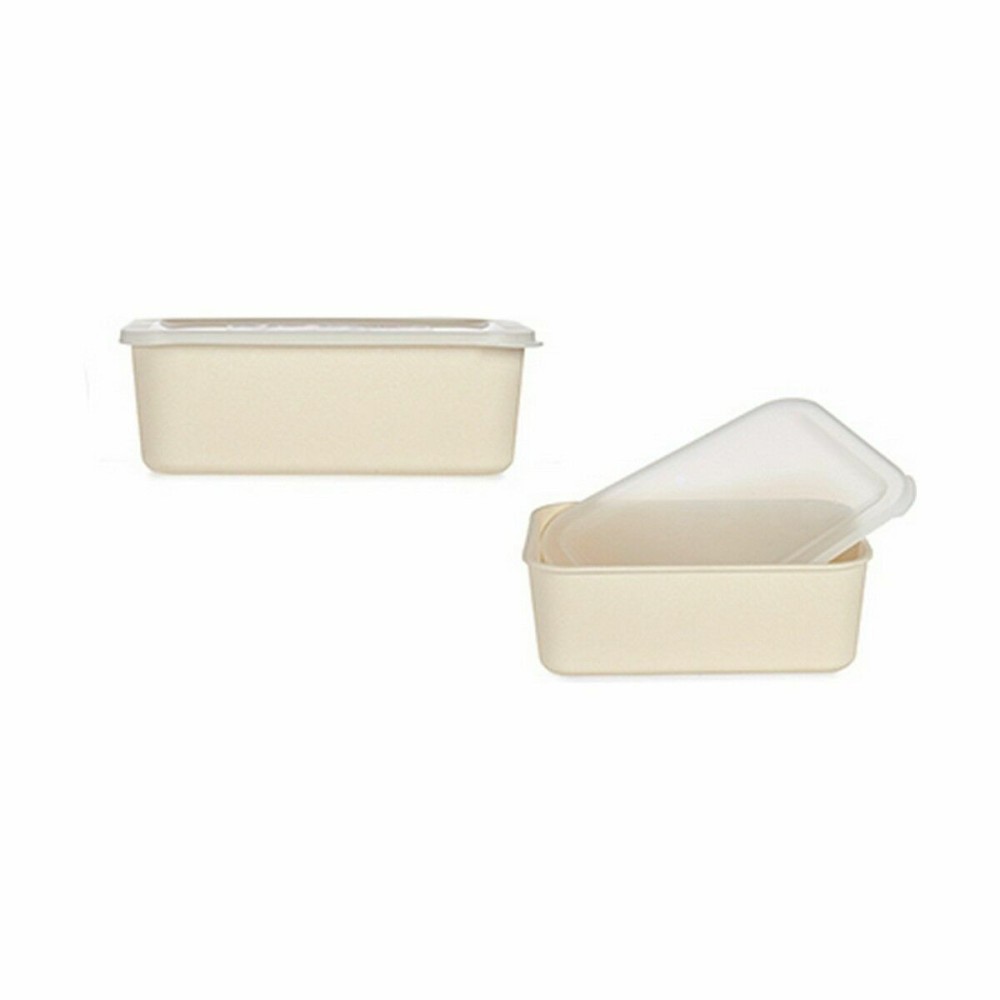 Storage Box with Lid Yellow Bamboo Melamin Corn starch (6 Units)