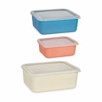 Jeu de Caisses de Rangement Empilables Rouge Orange Crème Bleu foncé Bambou Mélamine Amidon de maïs (6 Unités)