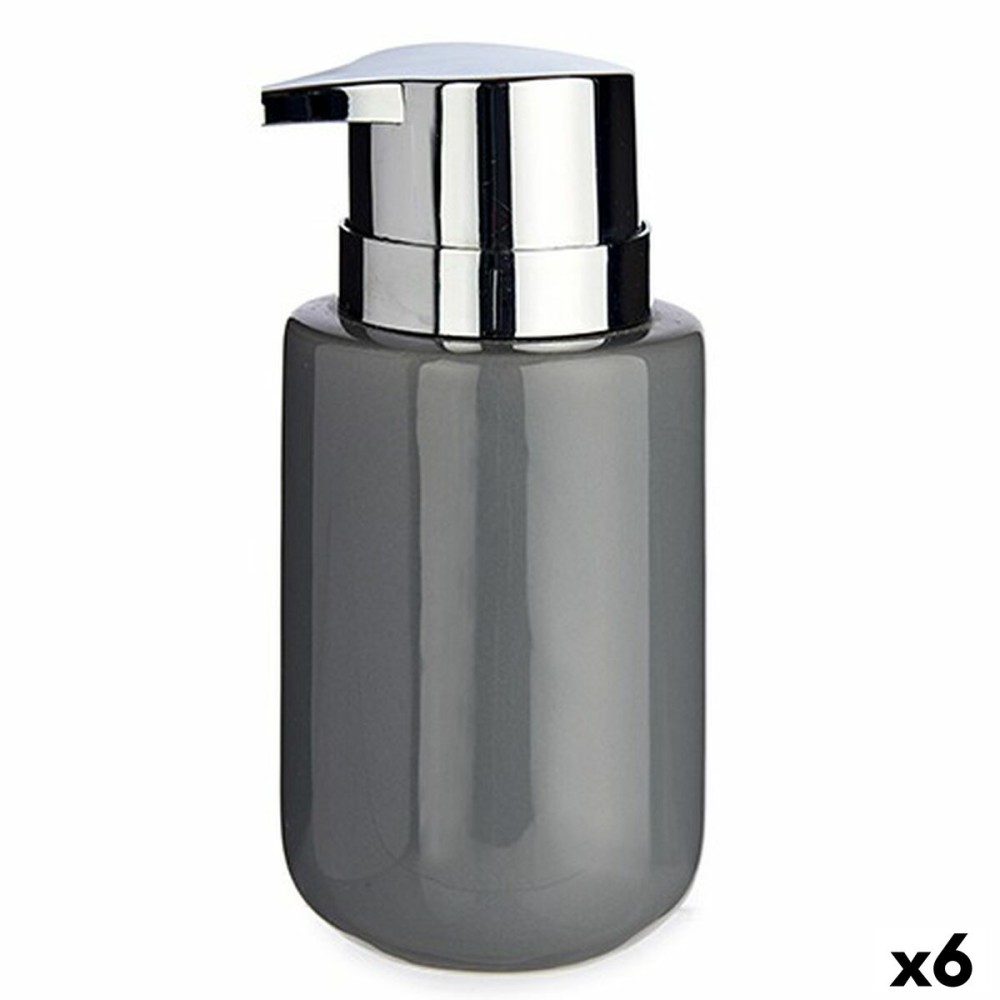 Seifenspender Berilo Grau Silberfarben Metall aus Keramik 350 ml 7 x 14,5 x 8,5 cm (6 Stück)