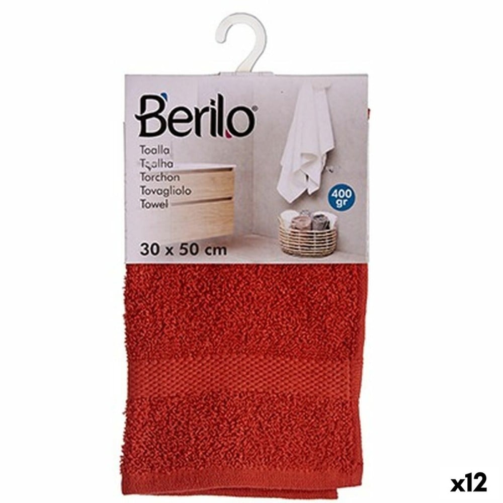 Badetuch Berilo Ziegel 80 % Baumwolle 20 % Polyester 30 x 50 cm (12 Stück)