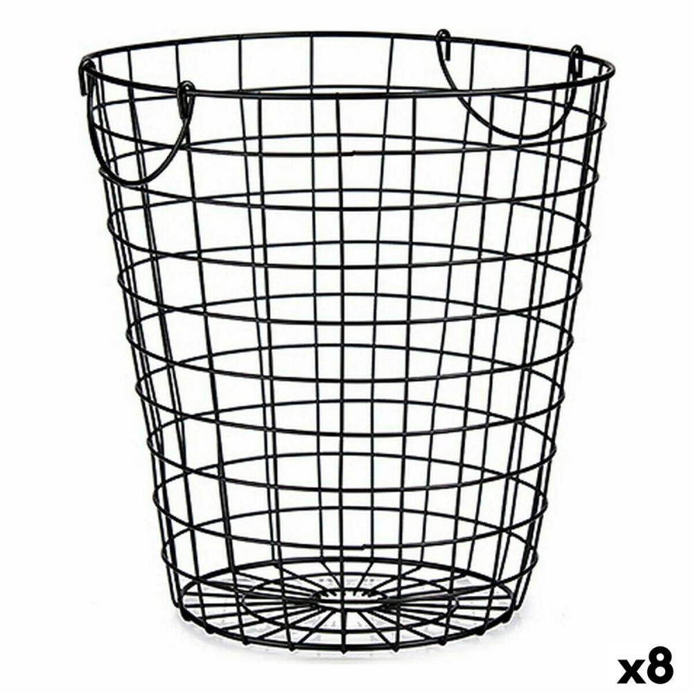 Basket Kinvara Black Metal Steel With handles (8 Units)