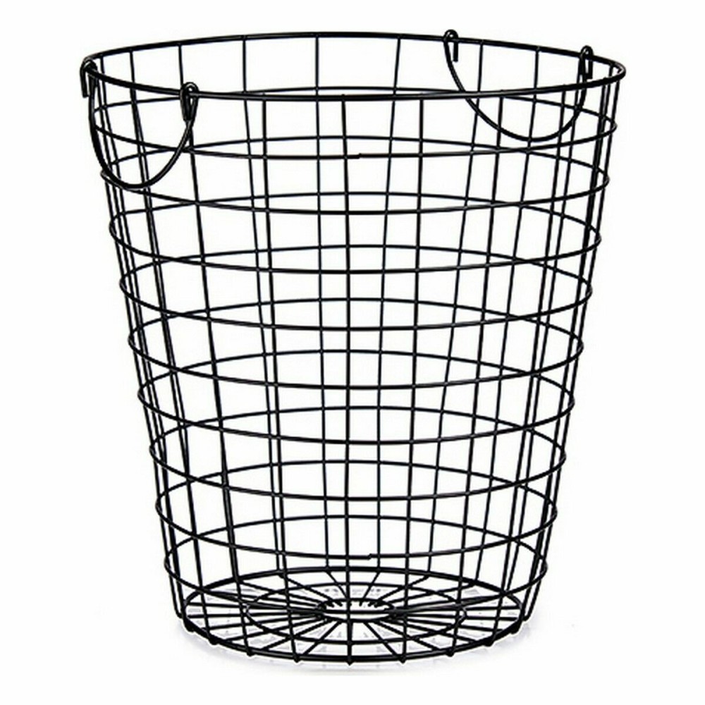 Basket Kinvara Black Metal Steel With handles (8 Units)