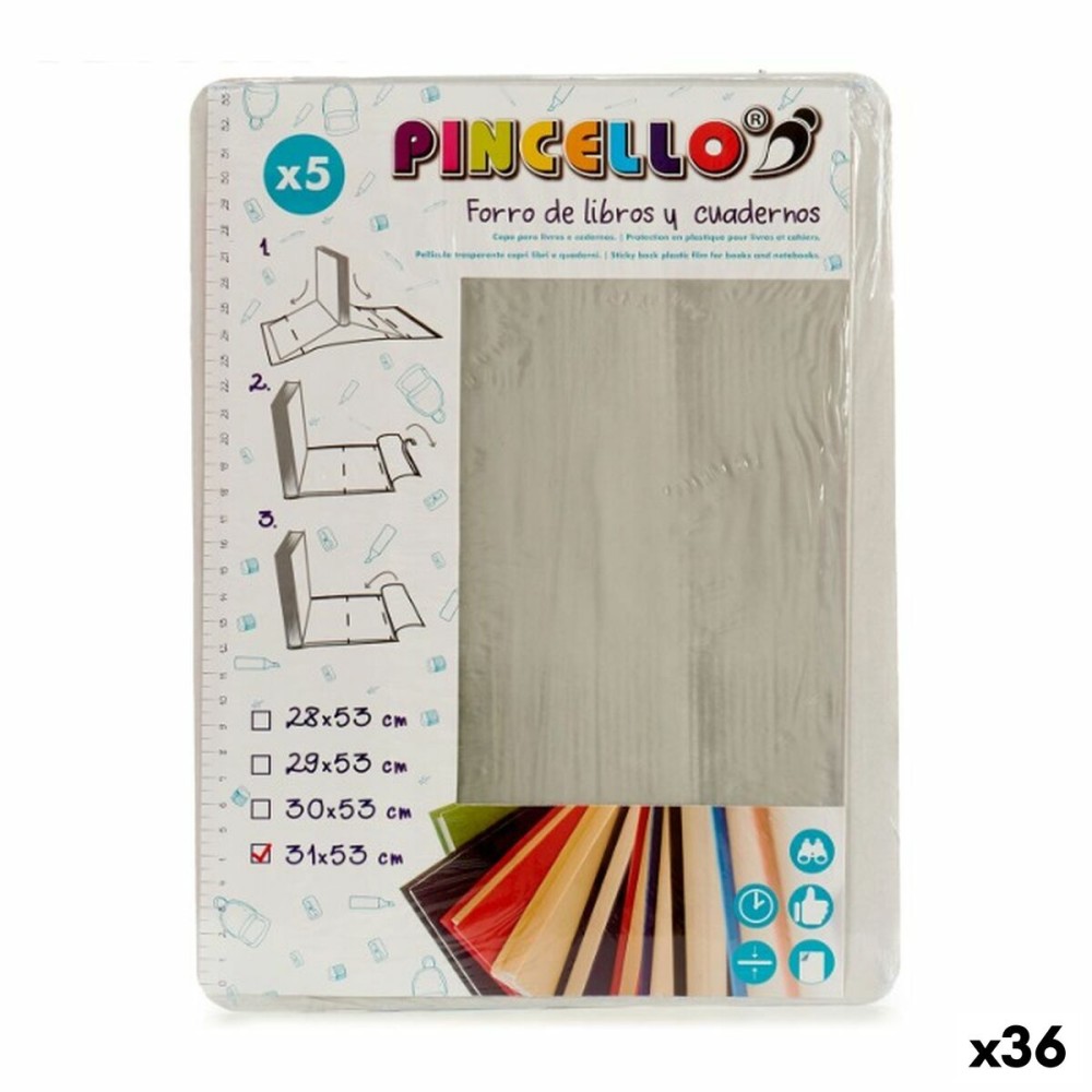 Selbstklebende Bucheinbandfolie Pincello Durchsichtig 1 x 31 x 53 cm (36 Stück)