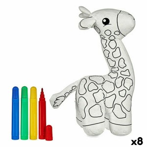 Plüschtier zum Anmalen Pincello Weiß Schwarz 9 x 23 x 15 cm Giraffe (8 Stück)
