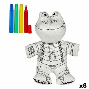 Colouring Plush Pincello White Black 18 x 10 x 24 cm Frog (8 Units)