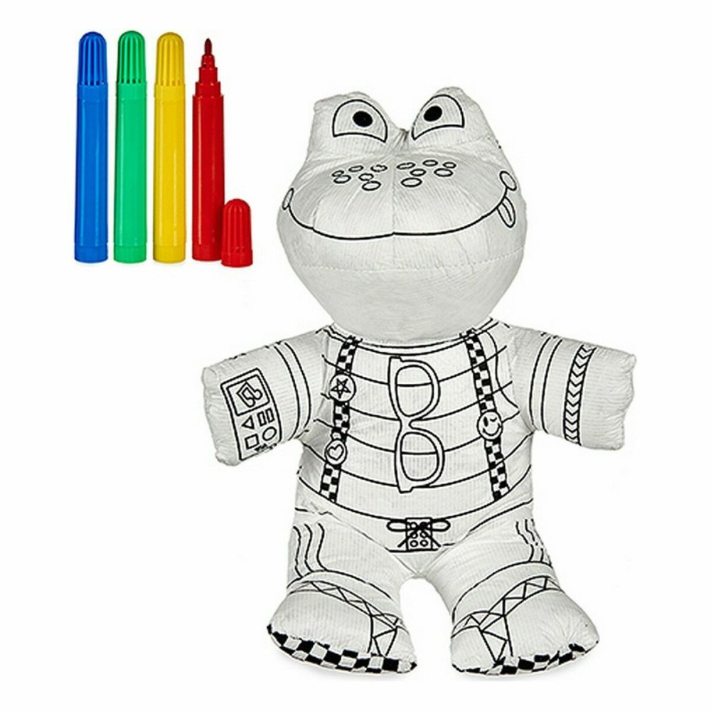 Colouring Plush Pincello White Black 18 x 10 x 24 cm Frog (8 Units)