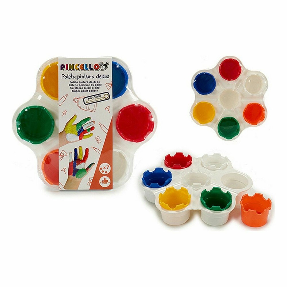 Palette Pincello Bunt Kunststoff 23 x 6 x 25 cm Fingerfarbe (12 Stück)