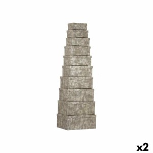 Jeu de Caisses de Rangement Empilables Pincello Anthracite Carton Rayures (2 Unités)