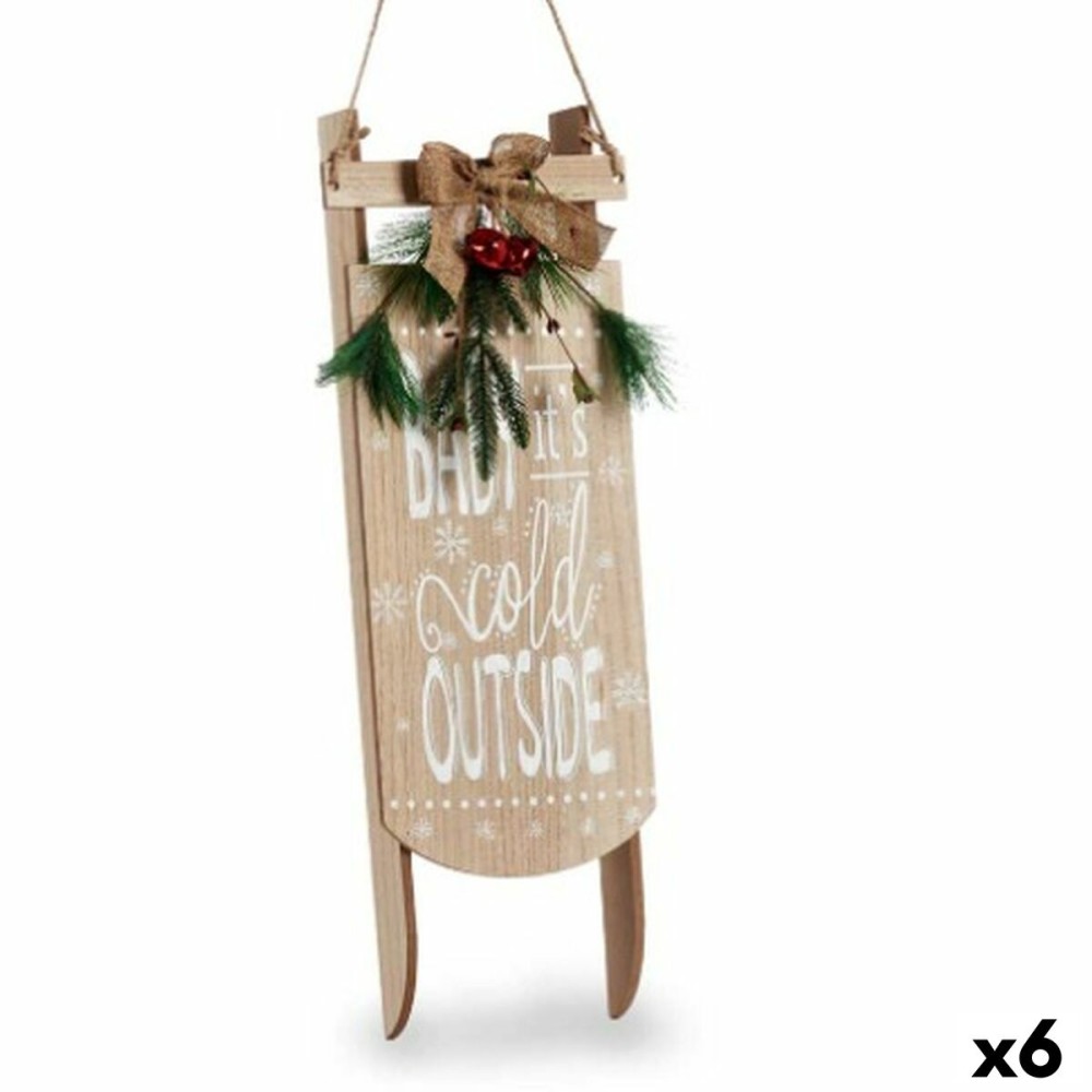 Décoration Suspendue Krist+ Blanc Vert Beige Bois MDF Traîneau 20 x 5 x 69 cm Panneau (6 Unités)