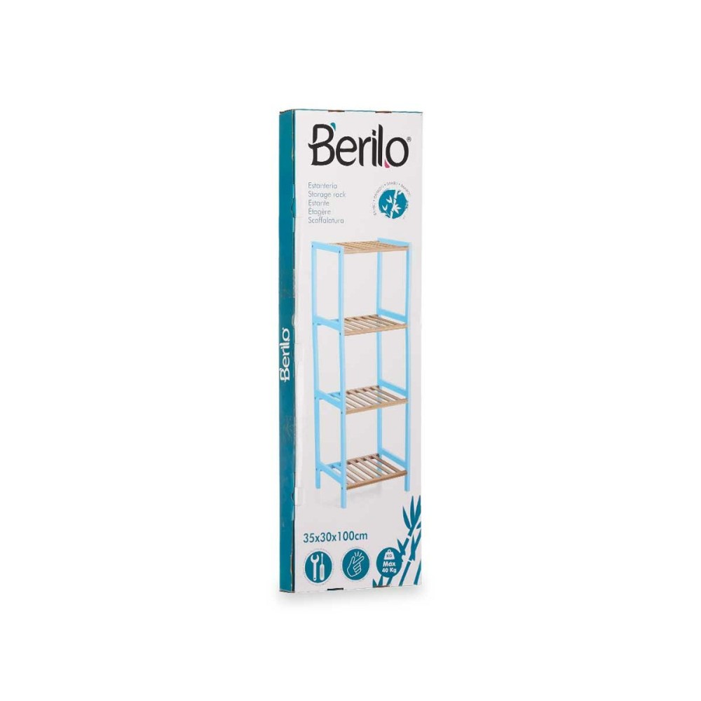 Badezimmerregal Berilo Blau natürlich 35 x 30 x 100 cm 35,2 x 100,2 x 30,2 cm