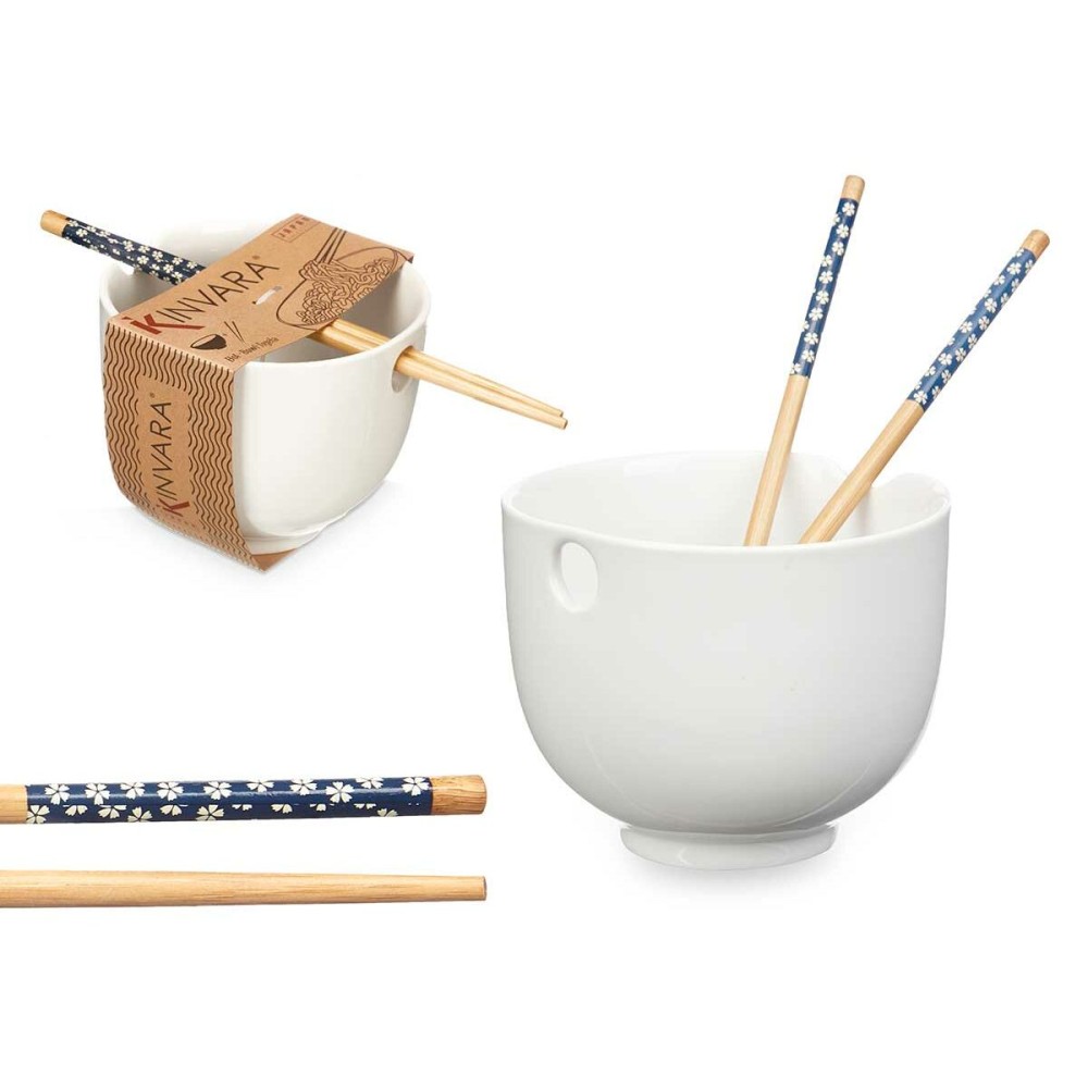Schüssel Kinvara Weiß Bambus Porzellan 24 x 10,7 x 13,3 cm Zahnstocher asiatico/oriental (12 Stück)