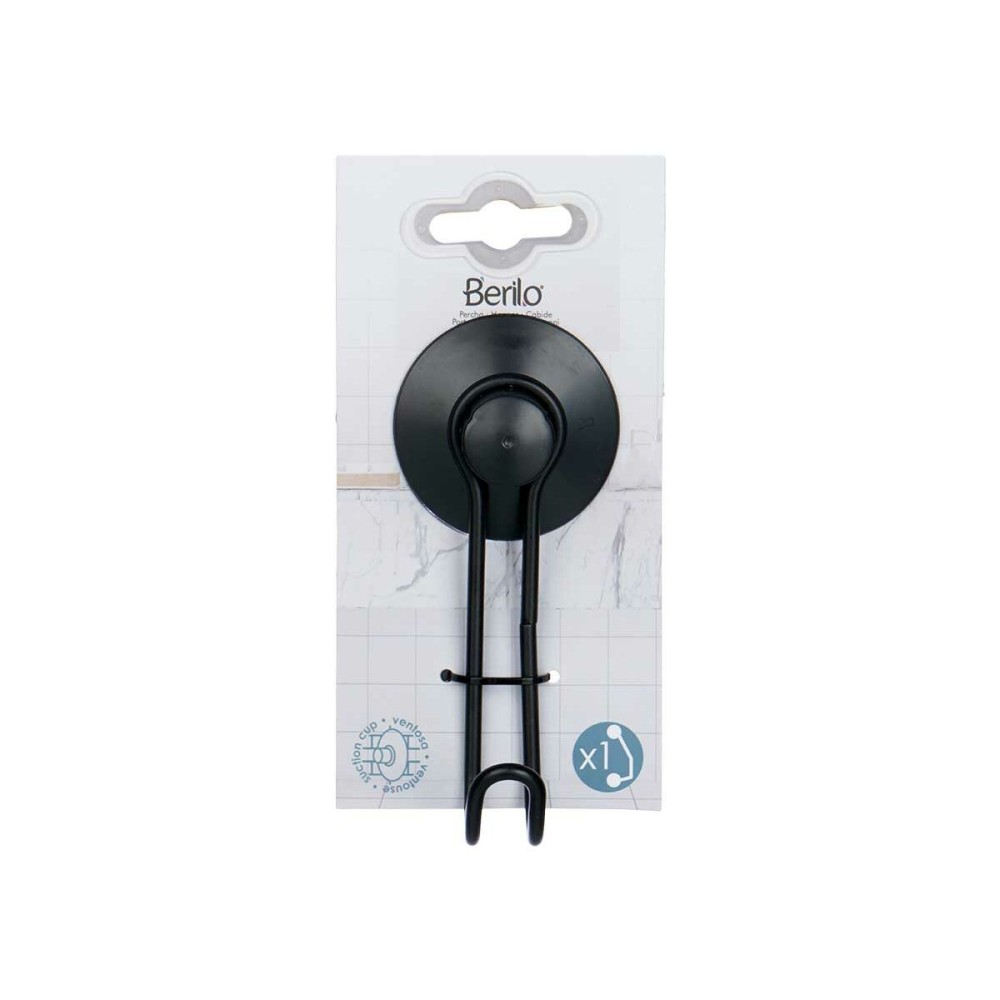 Hook for hanging up Berilo Black Steel ABS 6 x 13 x 4 cm (24 Units)