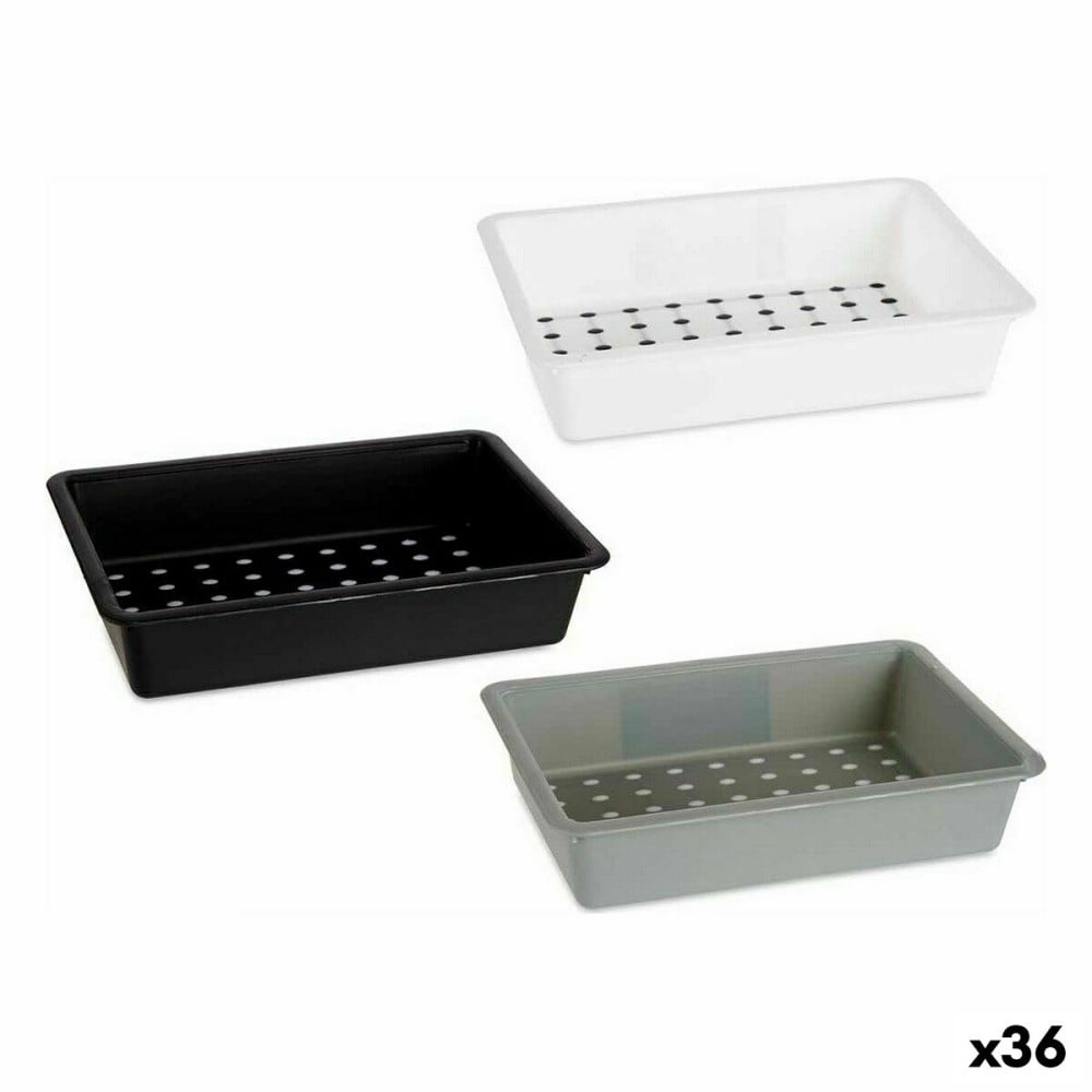 Drawer Organizer Kinvara White Black Grey Natural rubber polypropylene TPR 16 x 5 x 24 cm 24 x 5 x 16 cm (36 Units)