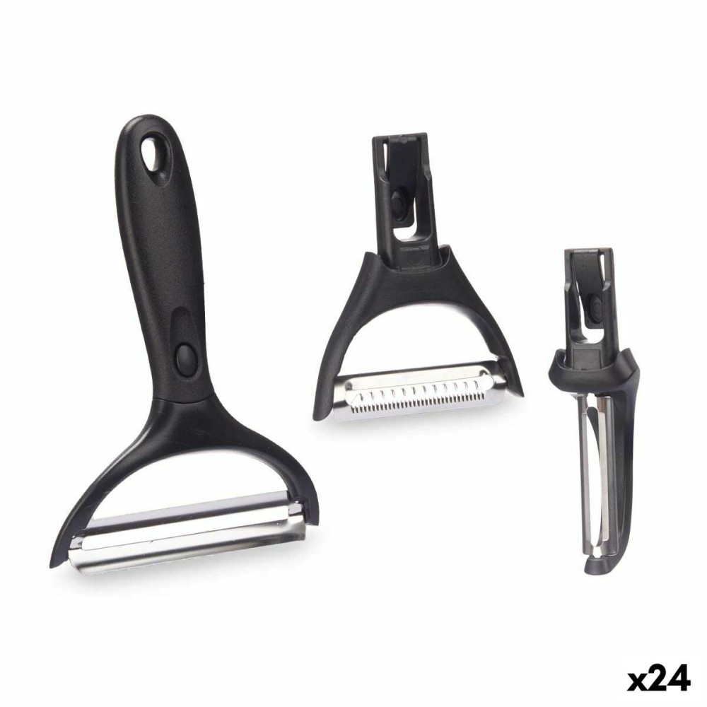 Schäler-Set Kinvara Metall Edelstahl Polypropylen ABS 14,5 x 22 x 2,5 cm Austauschbare Aufsätze 3 Stücke (24 Stück)