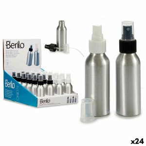Auffüllbare Sprühflasche Berilo Weiß Schwarz Durchsichtig Silberfarben Aluminium Polypropylen 100 ml (24 Stück)