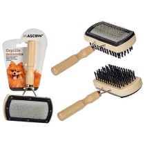 Brosse pour Chiens Mascow Marron Gris 10 x 17 x 5 cm Double (12 Unités)