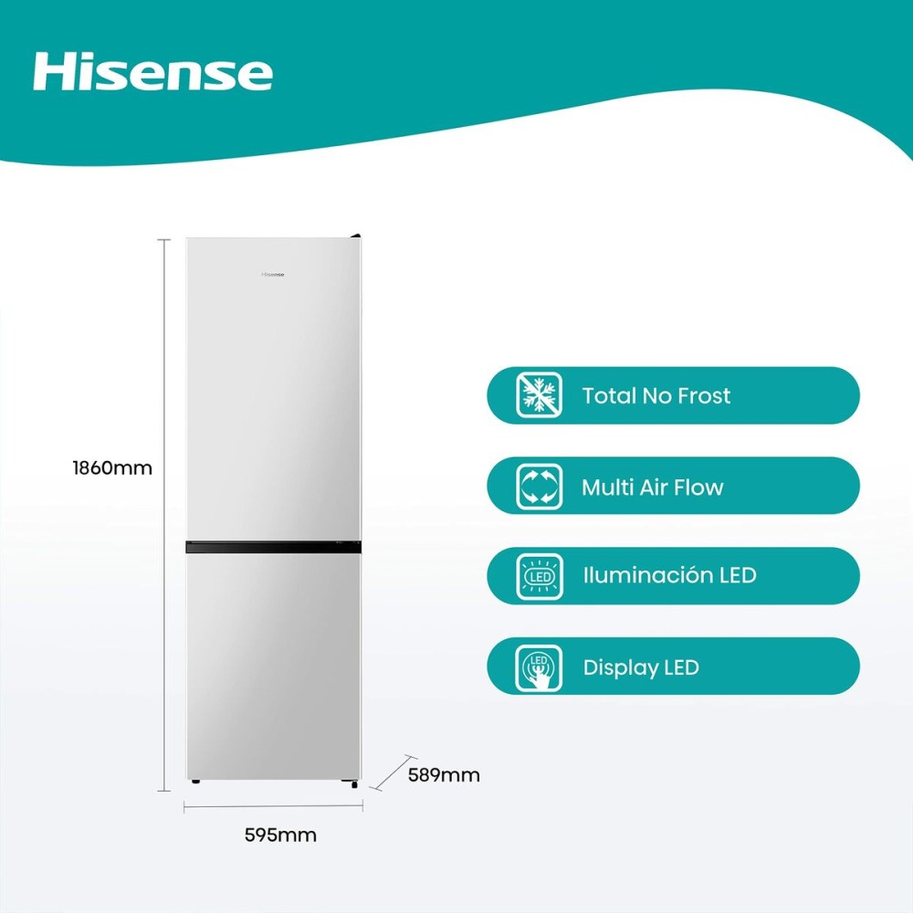 Combined Refrigerator Hisense RB390N4AWE 186 White 304 L