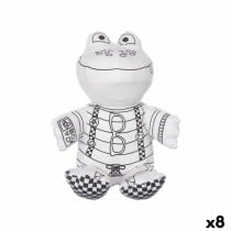 Peluche à colorier Blanc Noir Tissu 16 x 18 x 13 cm Grenouille (8 Unités)