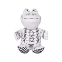 Peluche à colorier Blanc Noir Tissu 16 x 18 x 13 cm Grenouille (8 Unités)