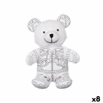 Peluche à colorier Blanc Noir Tissu 17 x 21 x 12 cm Ours (8 Unités)