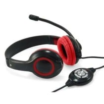 Kopfhörer mit Mikrofon Conceptronic CCHATSTARU2R Schwarz Rot 2 m