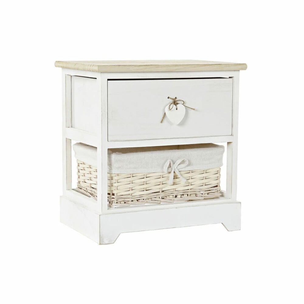 Chest of drawers DKD Home Decor White Natural wicker Paolownia wood 40 x 29 x 42,5 cm