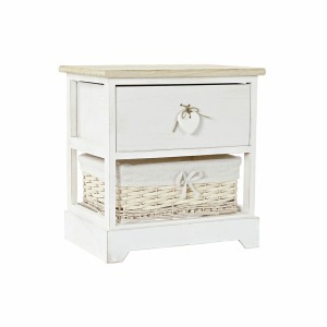 Chest of drawers DKD Home Decor White Natural wicker Paolownia wood 40 x 29 x 42,5 cm