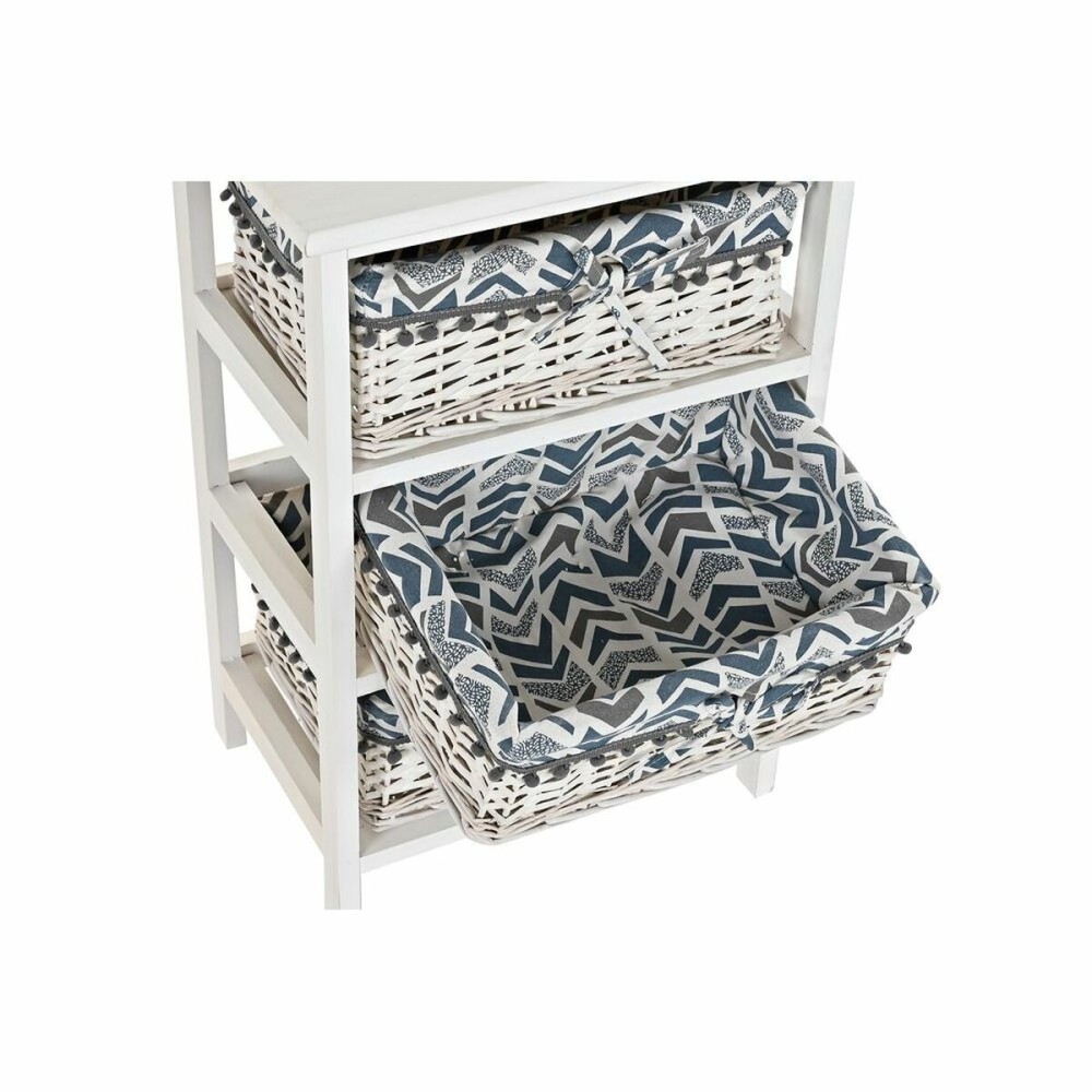 Chest of drawers DKD Home Decor Blue White wicker Paolownia wood 40 x 29 x 59 cm