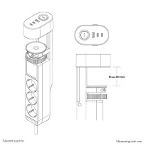 Réglette Neomounts VOLT DESK CLAMP Blanc (1,4 m)