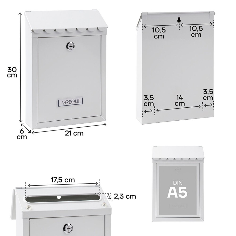 Letterbox Arregui White Steel Civic