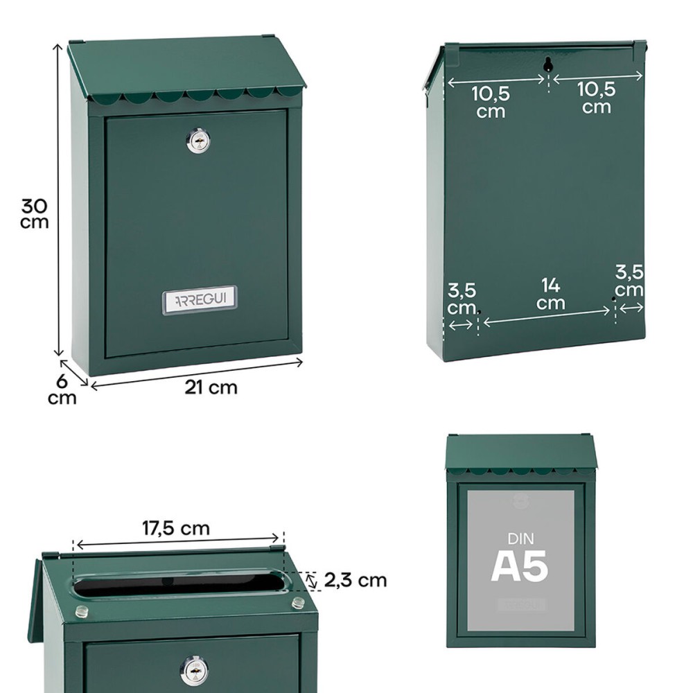 Letterbox Arregui Green Steel Civic