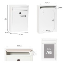 Letterbox Arregui White Steel 22 X 8 X 32 cm
