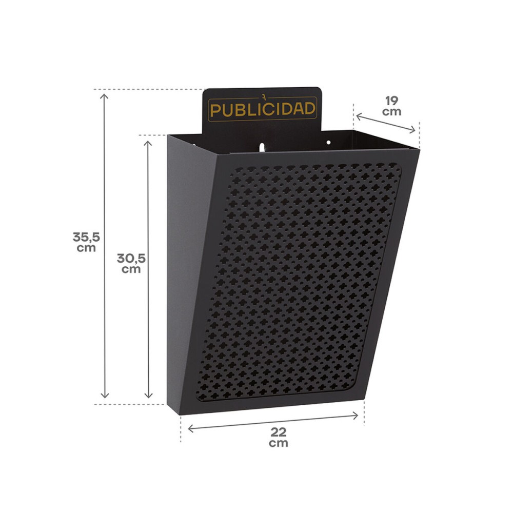 Letterbox Arregui Black Steel 22 x 19 x 35,5 cm