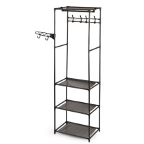 Garderobe Kipit Schwarz Metall Stoff 55 x 36 x 170 cm