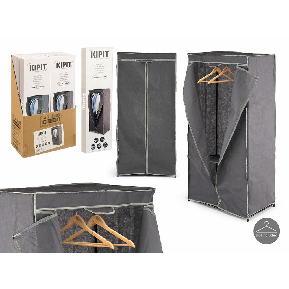 Garde-robe Kipit Noir Gris Tissu 75 x 46 x 160 cm
