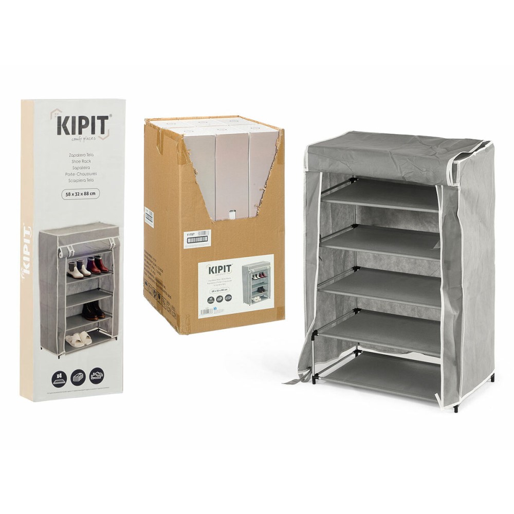 Schuhschrank Kipit Schwarz Grau Stoff 50 x 32 x 88 cm