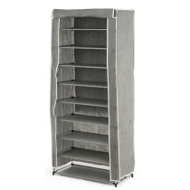 Schuhschrank Kipit Schwarz Grau Stoff Kunststoff 58 x 32 x 157 cm