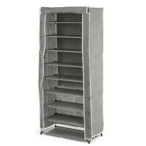 Schuhschrank Kipit Schwarz Grau Stoff Kunststoff 58 x 32 x 157 cm