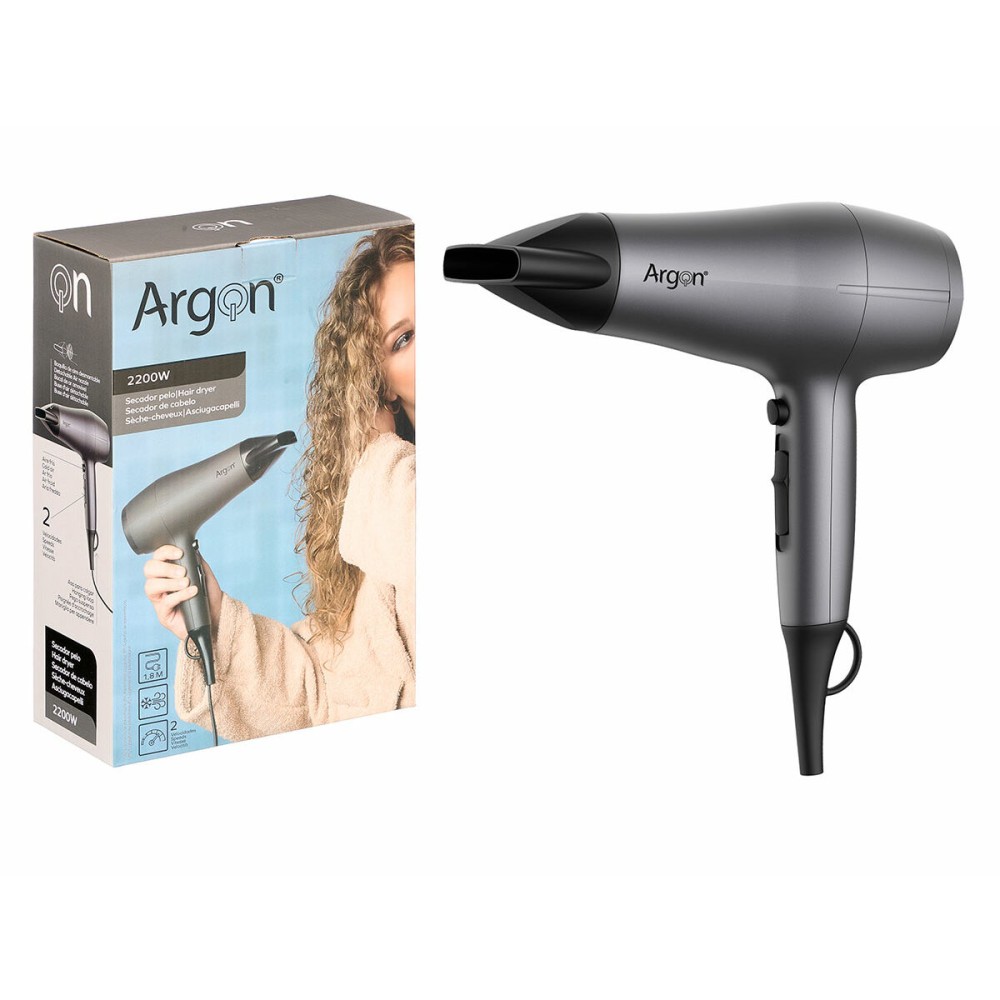 Föhn Argon Schwarz Silberfarben 2200 W