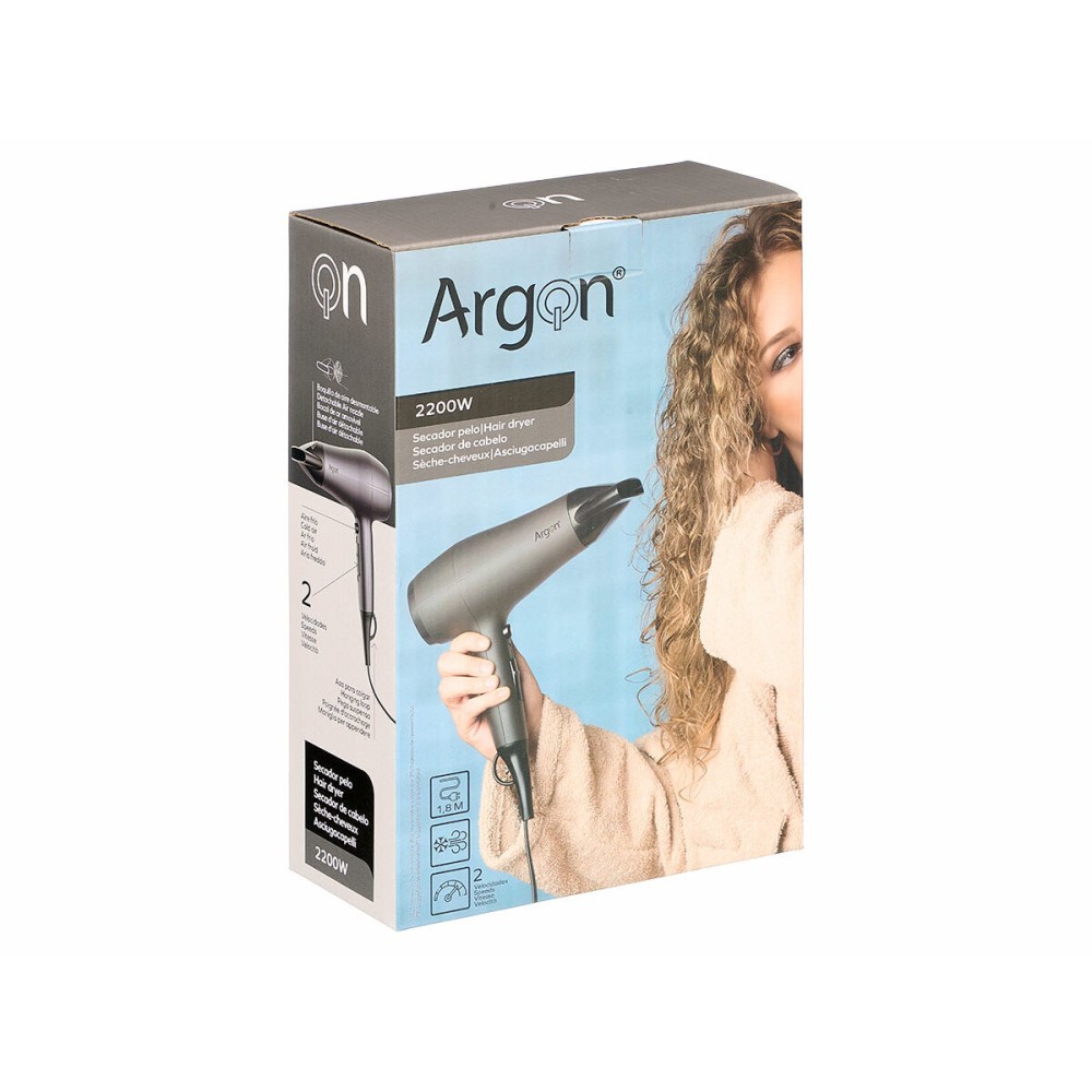 Föhn Argon Schwarz Silberfarben 2200 W